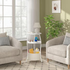 sthemc 3-Tier Small Round End Table Livingroom with Basket for Small Places - Image 5