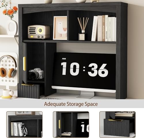 Desk Hutch Shelf, Desktop Shelf Organizer 37 inch Wide Desktop - Image 3