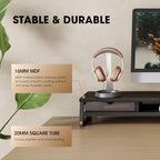 Fenge Dual Monitor Stand Riser, 42.5in Desk Shelf with 2 Drawers, Black - Image 4