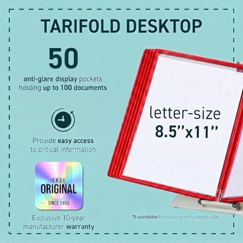 Tarifold Desktop Reference Display System, 50 Pockets, Expandable, Red - Image 2