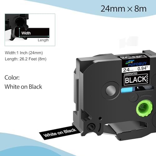TZ TZe 24mm 0.94 inch Laminated Black Tape Compatible for Brother P Touch TZ355 TZ-355 TZe-355 TZe355 Label Tape for Brother PT-D600VP E550W H500LI P710BT Label Maker, 5 Pack White on Black - Image 2
