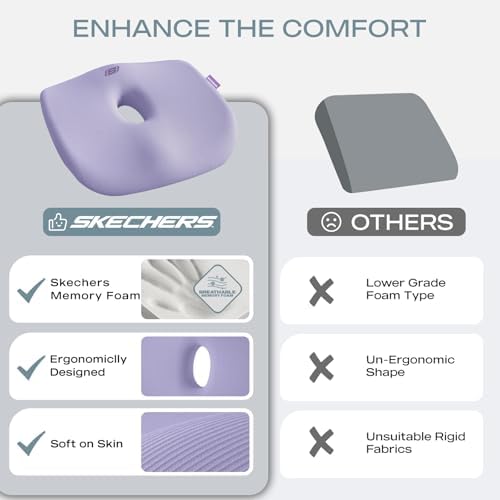 Skechers Seat Cushion Memory Foam,Donut Pillow Office Chair Cushion for Tailbone Pain Relief,Butt Pillow for Office Chair,Car seat Cushion,Long Sitting Office Workers,and Car Drivers,Purple - Image 6