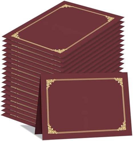 HAUTOCO 50 Packs Certificate Holders, Burgundy Diploma Holders, Document Award Covers Certificate Folders with Gold Foil Border for 8.5x11 Letter Size by HAUTOCO
