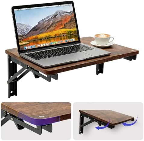 Wooden Folding Shelf Wall Mounted for Small Space, Fold Down Desk for Home by IDUNSEED