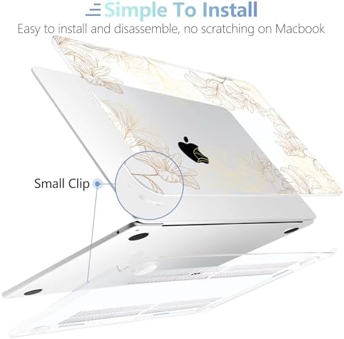 MEEgoodo for M5/M4/M3/M2 MacBook Air 15 inch Case 2026 2025 2024 2023, Case Fit Model (A3448/A3241/A3114/A2941) for MacBook Air 15.3 inch, Drawn Golden Floral - Image 5