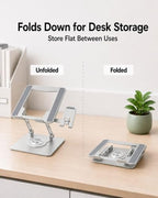 2-in-1 Laptop Stand with Phone Holder, 360° Swivel Laptop Riser for Desk - Image 6