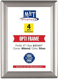 M&T Displays Silver 8.5x11 Poster Frame 1 inch Aluminum Profile Front Loading Wall Mounting Opti Snap Frame Display for Picture, Document or Certificate with Mitred Corner (4 Pack) by MTDisplays