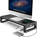 Vaydeer Wireless Charging and USB 3.0 Monitor Stand, Monitor Riser for Desk with Storage, Single Shelf Holder Raiser Organizer for Computer iMac Laptop PC Screen, Heavy Duty Gift Gaming Studio Office by Vaydeer