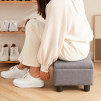 Small Foot Stool Under Desk Foot Stools Ottoman Footstool Foot Stools Small Footstools Foot Stool for Living Room Foot Rest 15" W x 12" D x 9.5" H Linen Dark Grey - Image 7