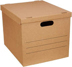 Amazon Basics Moving and Storage Boxes with Handles and Lift-Off Lids, Medium, 19" x 14.5" x 15.5", Brown, 10-Pack by AmazonBasics