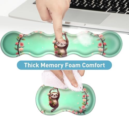 Keyboard Mouse Pad Set, Extended Gaming Mouse Pad+Ergonomics Keyboard Wrist Rest Support, Memory Foam, Easy Typing Pain Relief, 4Pcs XL Ultra Thick Desk Mat,Funny Sloth - Image 4