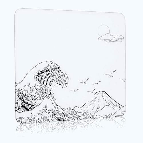 ATTACK SHARK CM05 Glass Gaming Mouse Pad,17.7x15.7 in Large Mouse Mat，Non Slip 9H Hard Mousepads,Nano-Textured Glass Surface with Improved Precision and Speed for FPS Players-Wave White by ATTACKSHARK