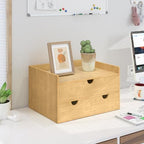 Bamboo Desk Drawer Organizer, Large Desktop Organizer with Drawers Tabletop Storage Organization Box for Office Home Toiletries Supplies Vanity, No Assembly Required (3 Drawer with Shelf) - Image 4