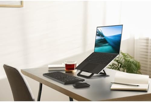 Kensington Adjustable Aluminum Laptop Stand for Desk, Ultra-Slim Lightweight Foldable Portable Notebook Holder, Anti-Slip Silicone Tablet Mount for 10"-17" Laptops and Tablets, Black K50428WW - Image 2