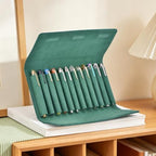 12 Suede Leather Fountain Pen Case Portfolio Divider Slot, Magnetic Closure - Image 2