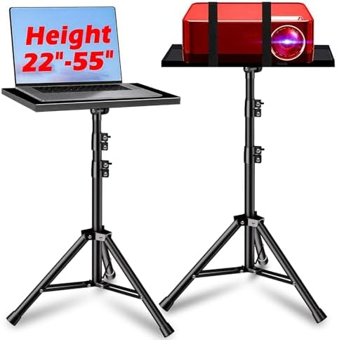 Projector Stand, 33LB Load Bearing & 22-55" Height Adjustable, for Projector/Laptop/DJ Gear, Outdoor/Office/Studio - Stable Base (Black) by REHOSEUP