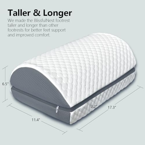 BlissfulNest Foot Rest Pillow for Under Desk at Work Office Footrest High Density Memory Foam Cooling Fabric Height Adjustable Foot Elevation Firm Feet Rest - Image 2