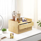 Bamboo Desk Organizer with Drawers, Desktop Storage Box for Office Supplies - Image 6