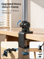 Desk Phone Stand, Dual Telescopic Arms, 2in1 Clip & Magnetic Head - Image 3