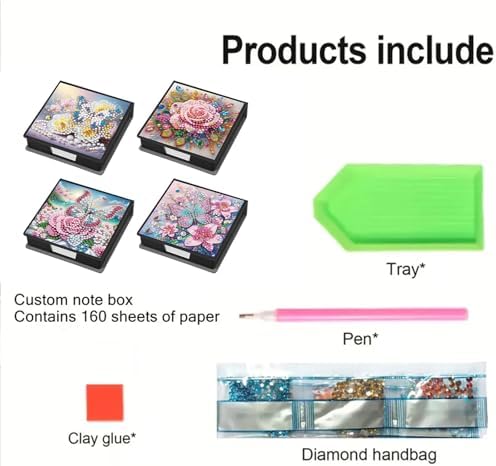 4Pcs Butterfly DIY Diamond Art Painting Sticky Notes Holder (640 Blank Notepads) Cube Note Box Mosaic Craft Set for Office Accessories Desk Office Workplace - Image 3