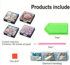 4PCS Diamond Art Painting PU Notecard Box DIY Craft Sticky Note Box with 160 Sheets of Paper Sticky Note Holder for Living Room Home Office Decoration for Adults Beginners Desk Organiser(Butterfly) - Image 2
