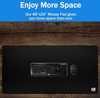 3XL Huge Mouse Pads Oversized (48''x24'') - Extra Large Gaming XXXL Mousepad for Full Desk - Super Thick Nonslip Rubber Base and Waterproof Desktop Keyboard Extended Mouse Mat (Black, XXX-Large) - Image 4