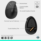 Logitech Left Handed Lift Vertical Ergonomic Wireless Mouse - Graphite - Image 6
