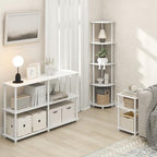 Furinno Turn-N-Tube Corner Shelf, 5-Tier Corner Bookshelf, Open Storage Shelves, for Organization and Storage, Living Room, Home Office, Garage, Bedroom, Plain White - Image 5