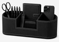 KINGFOM Modern Leather Desk Organizer for Men & Women, Aesthetic Office Desk Accessories Organizer, Faux Leather Vanity Organizer for Pens, Makeup Brushes, Remote Controls, Black Minimalist Desk Decor by KingfomLeatherHomeOfficeDecor