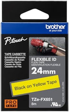 Brother Genuine P-Touch TZE-FX651 Tape, 1" (0.94") Wide Flexible-ID Laminated Tape, Black on White, Best Suited for Wire Wrapping and Flagging, Water-Resistant, 0.94" x 26.2' (24mm x 8M), TZE-FX651 by Unknown