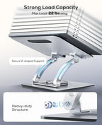 Nulaxy 360° Rotating Laptop Stand for Desk, Dual Foldable Design, Silver - Image 4