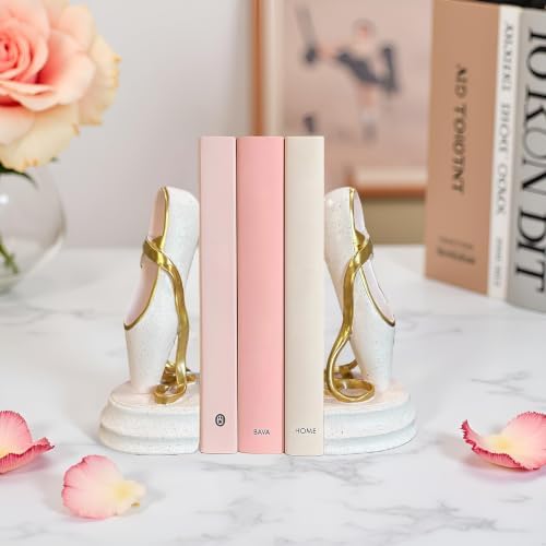 Ballet Shoes Book Ends Decorative Bookends for Shelves, Elegant Ballet Bookends for Bookshelf Decor, Decorative Book Stoppers for Home Office Display - Image 2