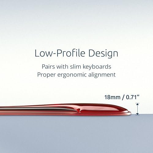 Kensington Slim Duo Gel Wrist Rest for Low Profile Keyboard, Wrist Pad for Keyboard, Ergonomic Wrist Pad for Office, Non-Skid Computer Pad with Wrist Support, Red K62442WW, 19" x 3.7"x 0.7” - Image 2