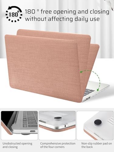 Seorsok Compatible with MacBook Pro 16 inch Case 2026-2021 M5 M4 M3 M2 M1 A3429 A3428 A3403 A3186 A2991 A2780 A2485,Fabric Leather Plastic Hard Shell Case & Keyboard Cover,Reddish Woven No Logo Cutout - Image 5