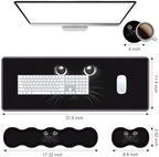 Ergonomic Keyboard Wrist Rest & Mouse Pad Wrist Rest Set, Large XXL Gaming Desk Mat 31.5"x 11.8" with Memory Foam, Easy Typing Pain Relief for Office & Home, Cute Black Cat Face - Image 2