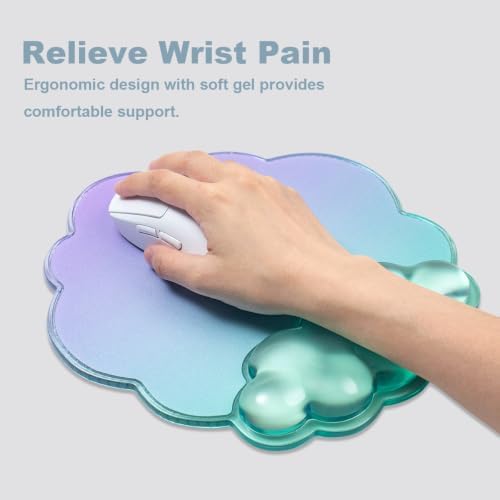 2 Pcs Cloud Keyboard Wrist Rest and Gel Mouse Pad with Wrist Support Set - Image 6