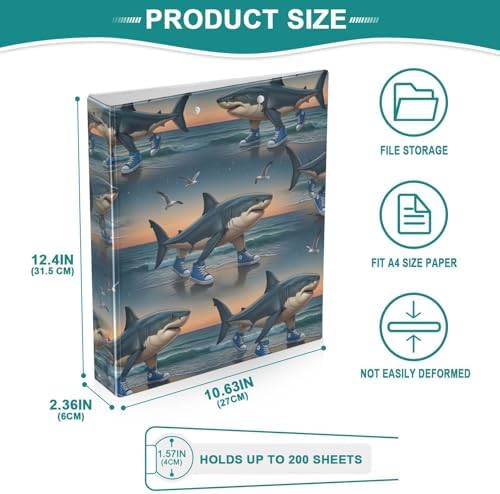 ALAZA Italian Brainrot Meme Tralalero Tralala Shark 7 3 Ring Binder 1.5 Inch Three Ring Office Binders w/clipboard & 3 Pockets, Hold 200 Sheets, 2 pcs - Image 5