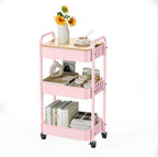 3-Tier Rolling Cart with Table Top, Metal Utility Cart on Wheels by Johgee