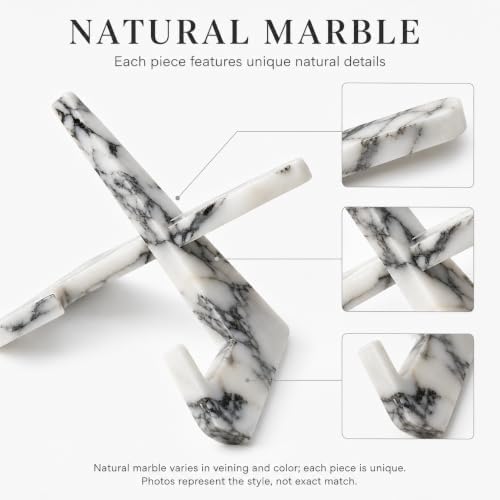 Natural Marble Tablet Stand, Large X-Shaped Display Holder - Image 7