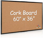 Extra Large Cork Bulletin Board 60" X 36", Foldable Notice Pin Board for Wall, Black Wood Framed 5'x3' Corkboard, Wall Mounted Noticeboard with 36 Push Pins for School, Home & Office by Justdowhatyouwanttodo