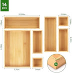 MapleGrace Bamboo Drawer Organizer Set, 14 PCS Wood Storage Organizers - Image 6