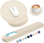 Sushret Mouse Pad and Keyboard Wrist Rest, 3-in-1 Gel Memory Foam Ergonomic Mouse Pad with Wrist Rest Set,Gaming Mousepad Arm Cushion Support for Computer Office Desk Accessories Cute Setup,Apricot by Sushret