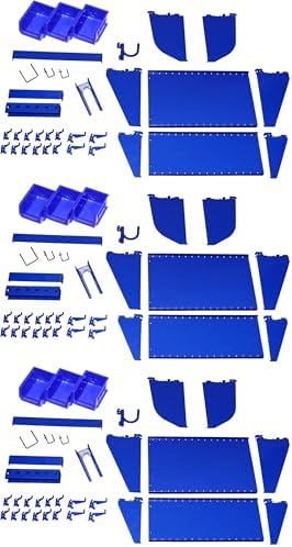 Wall Control Slotted Tool Board Workstation Accessory Kit Pegboard and Slotted Tool Board – Blue (Pack of 3) by Wall+Control