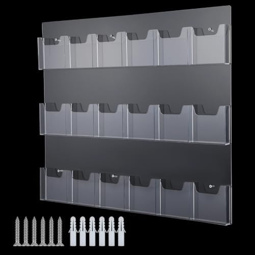 18 Pockets Acrylic Brochure Pamphlet Holder Wall Mount, 4 inches Pocket Brochure Display Stand, Pamphlet Display Stand Wall Mount, Clear Plastic Trifold Flyer Rack Literature Holder - Image 6