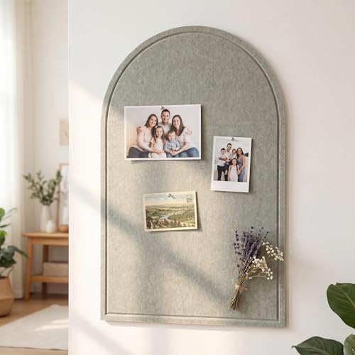 MotiMind Arched Felt Bulletin Board 35" x 24" Felt Wall Panels Large Arch Pin Cork Board No Drill Frameless Wall Tiles with 20 Gold Pins for Back to School Office Photo Display Home Decor(Sage Green) - Image 5
