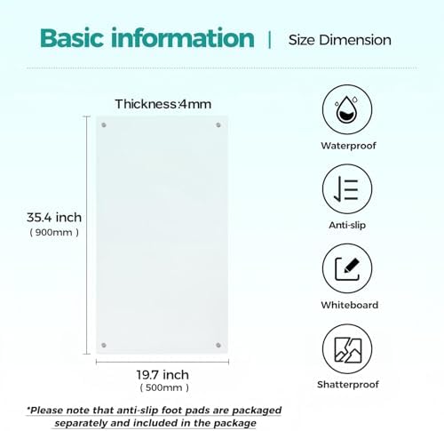 Clear Glass Desk Mat 20" x 36" Tempered Desk Protector Pad for Desktop Dry Erase Whiteboard Desk Cover for Wooden Craft Vanity Desk Topper, Extra Large - Image 2