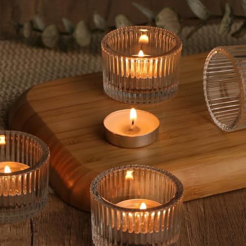 96 Pack Tea Light Candle Holders, Glass Clear Tealight Candle Holder Votive Candles Holders for Fall Wedding Table Centerpiece, Home Decor and Party Supplies - Image 4