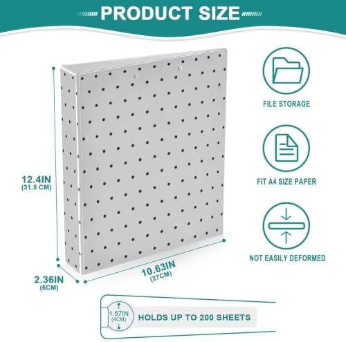 Standard View 3 Ring Binder, Light Gray Polka Dot Durable Flexible Portable Waterproof Hardcover 1.5 Inch D Rings 500-Sheet Capacity Organizer 1PC - Image 6