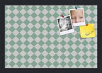PinPix 19x13 inch Cork Bulletin Board. This Decorative Framed Pin Board Comes with Diamond Pattern in Green and White Design and Satin Black. Ideal for Home, Office Decor or School (PinPix-330) by PinPixBulletinBoards
