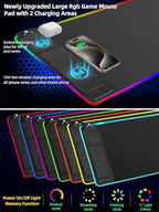 XXL Mouse Pad with Phone Holder - Black, RGB Desk Mat with 15W Fast Charging, LED Gaming Mousepad with 11 Light Colors, Waterproof Non-Slip Pad for Office & Home (Black with PD Adapter) - Image 5